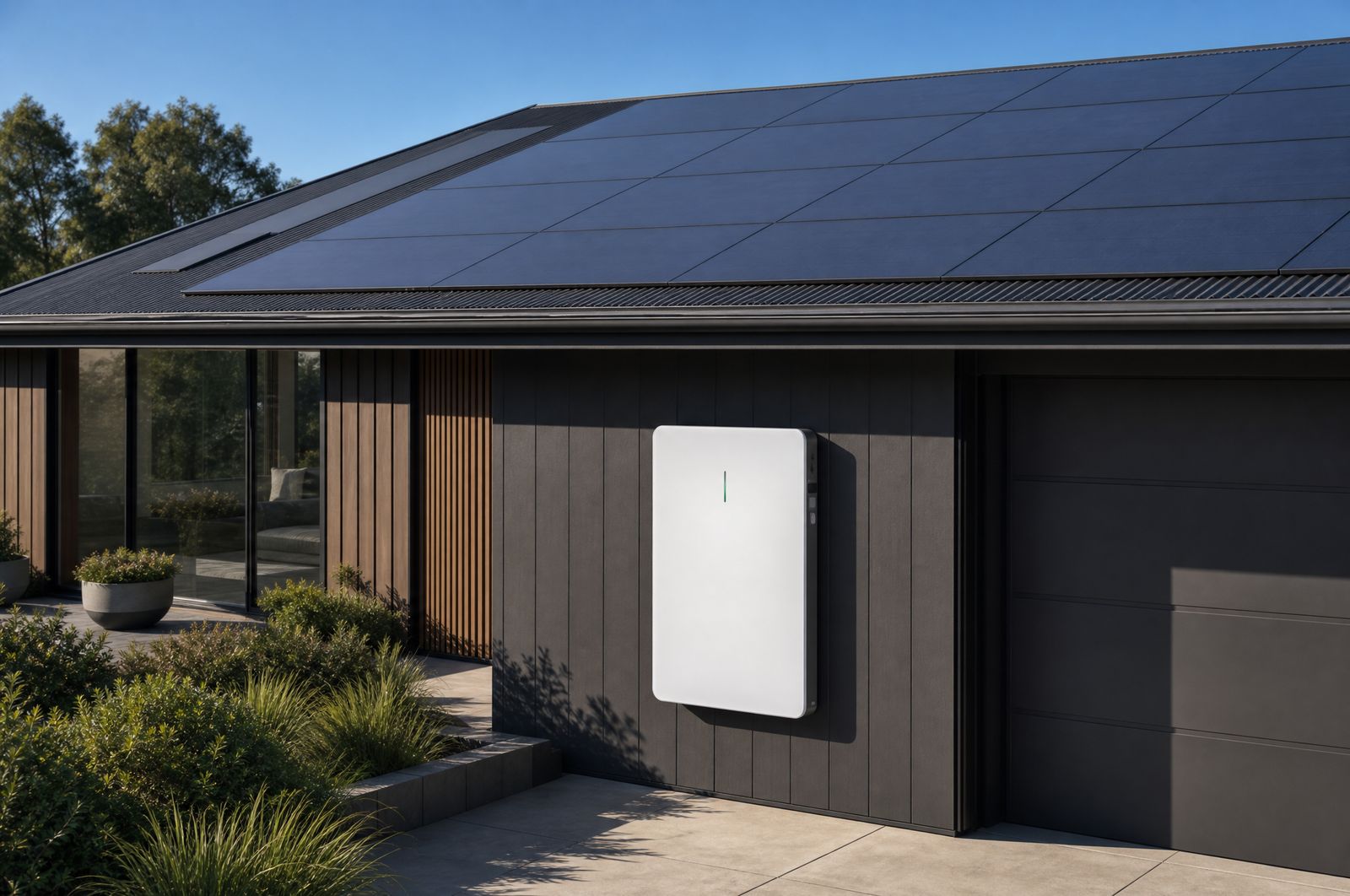 Solar panels paired with a home battery system on an Australian house