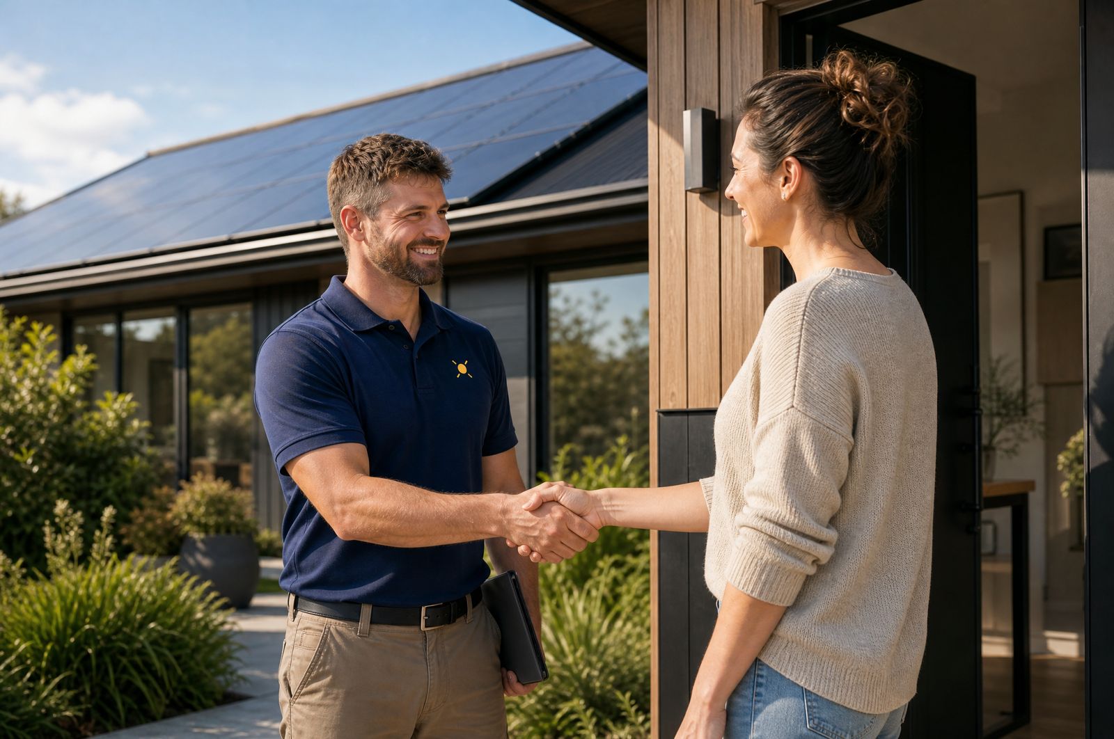 A local solar installer with a homeowner